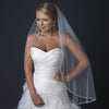 Single Layer Fingertip Length Bridal Wedding Veil with Beaded Edge