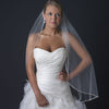 Single Layer Fingertip Length Bridal Wedding Veil with Beaded Edge