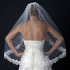 Single Layer Fingertip Length Scalloped Edge Bridal Wedding Veil with Floral Embroidery V 1129 1F