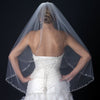 Single Layer Fingertip Length Bridal Wedding Veil with Rhinestone Beaded Cut Edge V 1131 1F