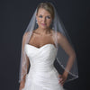 Single Layer Fingertip Length Bridal Wedding Veil with Rhinestone Beaded Cut Edge V 1131 1F