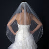 Single Layer Fingertip Length Scalloped Cut Edge Bridal Wedding Veil with Floral Beaded Embroidery & Sequins V 1133 1F