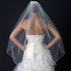 Single Layer Fingertip Length Cut Edge Bridal Wedding Veil with Pearls & Beads V 1136