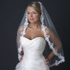 Single Layer Fingertip Length Floral Lace Embroidery Edge Bridal Wedding Veil 1138