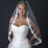 Single Layer Fingertip Length Floral Lace Embroidery Edge Bridal Wedding Veil 1138