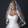 Single Layer Fingertip Length Floral Lace Embroidery Edge Bridal Wedding Veil 1138