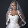 Single Layer Fingertip Length Floral Lace Embroidery Edge Bridal Wedding Veil 1138