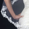 Single Layer Fingertip Length Floral Lace Embroidery Edge Bridal Wedding Veil 1138