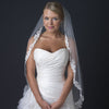 Single Layer Fingertip Length Floral Lace Embroidered Bridal Wedding Veil with Rhinestones 1142