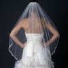 Single Layer Fingertip Length Floral Lace Embroidery Edge Bridal Wedding Veil with Beads 1145