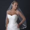 Single Layer Fingertip Length Floral Lace Embroidery Edge Bridal Wedding Veil with Beads 1145