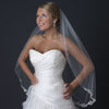 Single Layer Fingertip Length Floral Lace Embroidery Edge Bridal Wedding Veil with Beads 1145