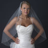 Single Layer Fingertip Bridal Wedding Veil with Rhinestone & Beading 1146