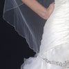 Single Layer Fingertip Bridal Wedding Veil with Rhinestone & Beading 1146
