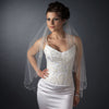 Bridal Wedding Single Layer Fingertip Scalloped Floral Beaded Edge Bridal Wedding Veil 116 1F (White or Ivory)
