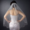 Bridal Wedding Single Layer Fingertip Scalloped Floral Beaded Edge Bridal Wedding Veil 116 1F (White or Ivory)