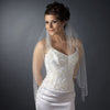 Bridal Wedding Single Layer Fingertip Scalloped Floral Beaded Edge Bridal Wedding Veil 116 1F (White or Ivory)