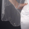 Bridal Wedding Single Layer Fingertip Scalloped Floral Beaded Edge Bridal Wedding Veil 116 1F (White or Ivory)