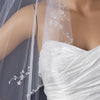 Single Layer Floral beaded Waltz Length Bridal Wedding Veil 1160