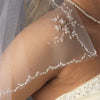 Single Layer Floral beaded Waltz Length Bridal Wedding Veil 1160