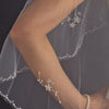Single Layer Floral beaded Waltz Length Bridal Wedding Veil 1160