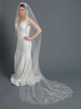Single Layer Bridal Wedding Cathedral Veil w/ Beads, Rhinestones, Crystals & Pearl accents V 1163 1F