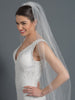 Single Layer Bridal Wedding Cathedral Veil w/ Light Silver Floral Embroidery Accented w/ Rhinestones & Beads V 1164