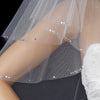 Double Layer Elbow Length Bridal Wedding Veil wit Sparkling Edge of Rhinestones 117
