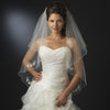 Two Tier Floral Beaded Fingertip Length Bridal Wedding Veil in White or Ivory 123