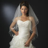 Two Tier Floral Beaded Fingertip Length Bridal Wedding Veil in White or Ivory 123