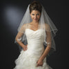 Two Tier Floral Beaded Fingertip Length Bridal Wedding Veil in White or Ivory 123
