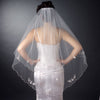 Two Tier Floral Beaded Fingertip Length Bridal Wedding Veil in White or Ivory 123