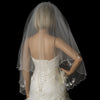 Two Tier Floral Beaded Fingertip Length Bridal Wedding Veil in White or Ivory 123