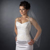 Single Layer Fingertip Length Cut Edge with Bugle Beads & Sequins Bridal Wedding Veil 1466 1F