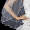 Double Layer Elbow Length Scalloped Edge with Bugle Beads Bridal Wedding Veil 1504 E