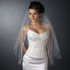 Bridal Wedding Double Layer Fingertip Length Bridal Wedding Veil 1514 F w/ Silver Floral Embroidered Scalloped Pencil Edge