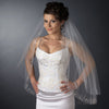 Bridal Wedding Double Layer Fingertip Length Bridal Wedding Veil 1514 F w/ Silver Floral Embroidered Scalloped Pencil Edge