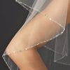 Bridal Wedding Double Layer Bridal Wedding Veil with Beaded Sequins Edge Fingertip Length Bridal Wedding Veil 1531 F