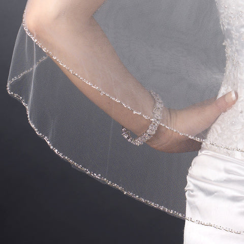 Bridal Wedding Double Layer Fingertip Length Bridal Wedding Veil 1546 F