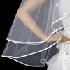 Bridal Wedding Double Layer Fingertip Bridal Wedding Veil 1721 w/Satin Ribbon Edge w/Scattered Flowers & Pearls