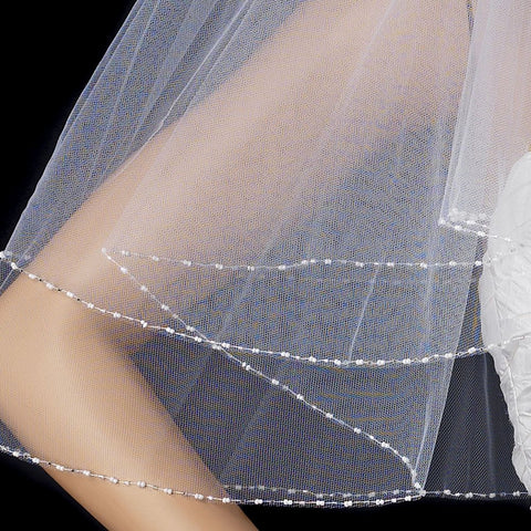 Bridal Wedding Single Layer Elbow Length Pearl & Bugle Beaded Edge Bridal Wedding Veil 174