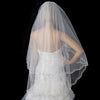 Double Layer Bridal Wedding Veil with Embroidered Floral Pattern on Pearl & Bead Scalloped Edge 1780