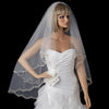 Double Layer Bridal Wedding Veil with Embroidered Floral Pattern on Pearl & Bead Scalloped Edge 1780