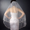 Double Layer Bridal Wedding Veil with Embroidered Floral Pattern on Pearl & Bead Scalloped Edge 1780