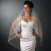 Double Layer Bridal Wedding Veil with Embroidered Floral Pattern on Pearl & Bead Scalloped Edge 1780