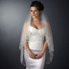 Double Layer Bridal Wedding Veil with Embroidered Floral Pattern on Pearl & Bead Scalloped Edge 1780