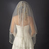 Double Layer Bridal Wedding Veil with Embroidered Floral Pattern on Pearl & Bead Scalloped Edge 1780