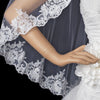 Single Layer Fingertip Length Bridal Wedding Veil with Floral Lace Embroidery Edge of Sequins & Beads 1794