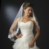 Single Layer Fingertip Length Bridal Wedding Veil with Floral Lace Embroidery Edge of Sequins & Beads 1794