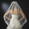 Single Layer Fingertip Length Bridal Wedding Veil with Floral Lace Embroidery Edge of Sequins & Beads 1794